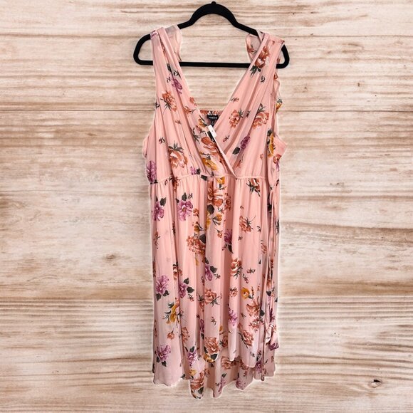 NWT Torrid Size 4X - Blush Pink Floral Chiffon Hi-Lo Dress - Picture 6 of 8